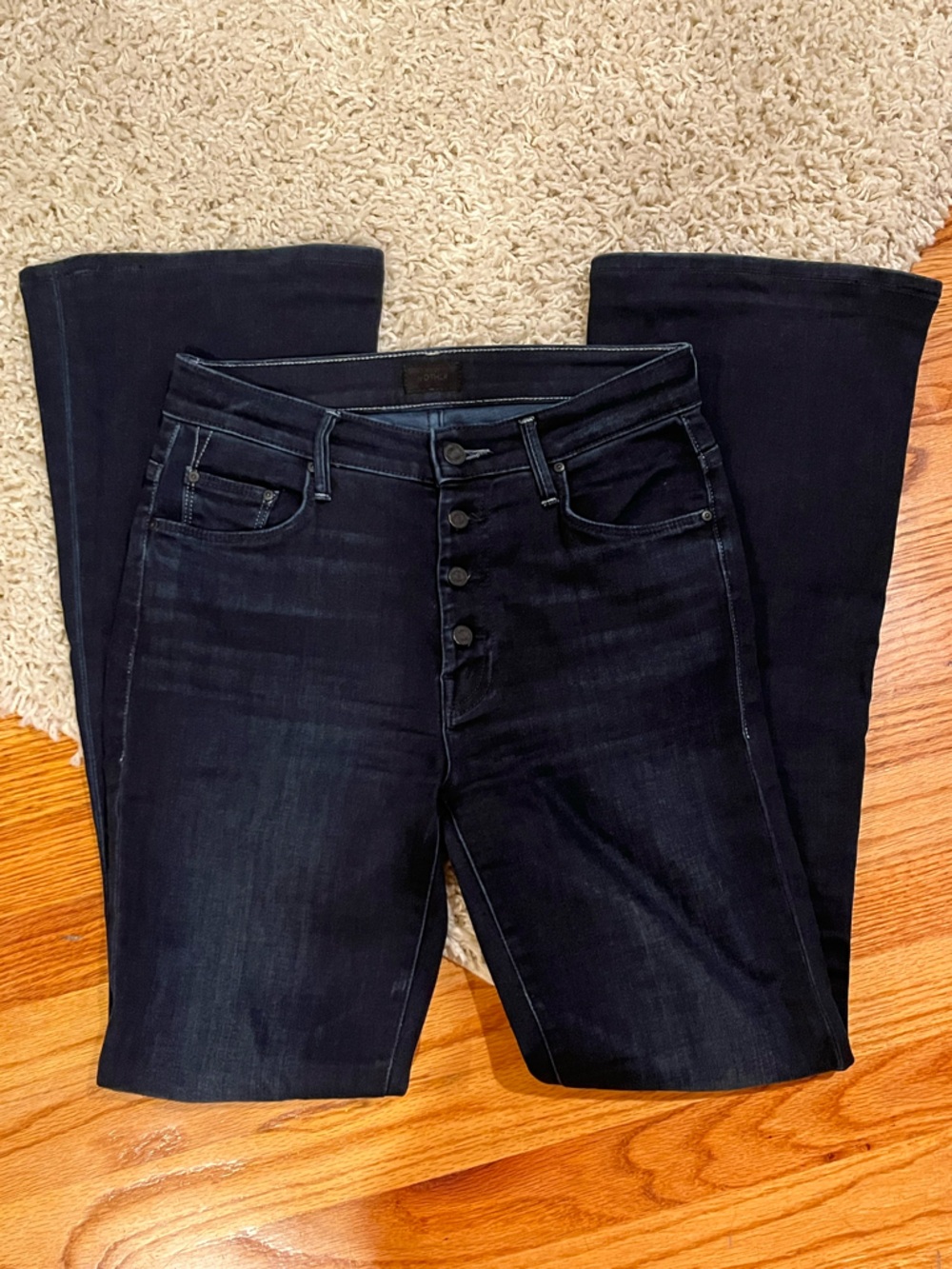 Mother The Pixie Weekender button-fly in dark denim “Night Tripper” wash sz 26